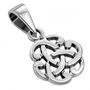 Tiny Round Celtic Knot Silver Pendant, pn590
